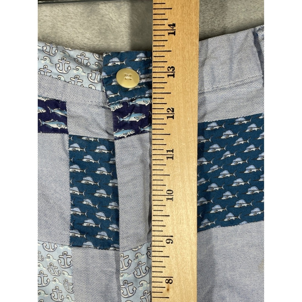 Vineyard Vines Mens 38 Nautical Patchwork Shorts Blue White Anchor Fish Starfish - Picture 8 of 11